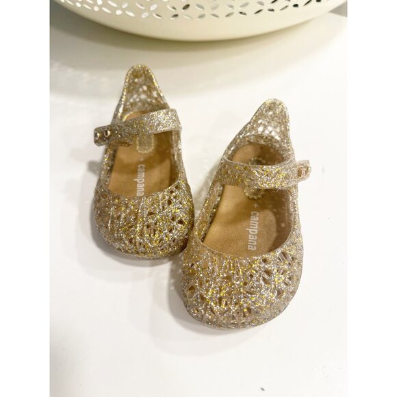 Mini Melissa Campana Papel Gold Mary Jane Baby SZ 6 - Picture 3 of 5